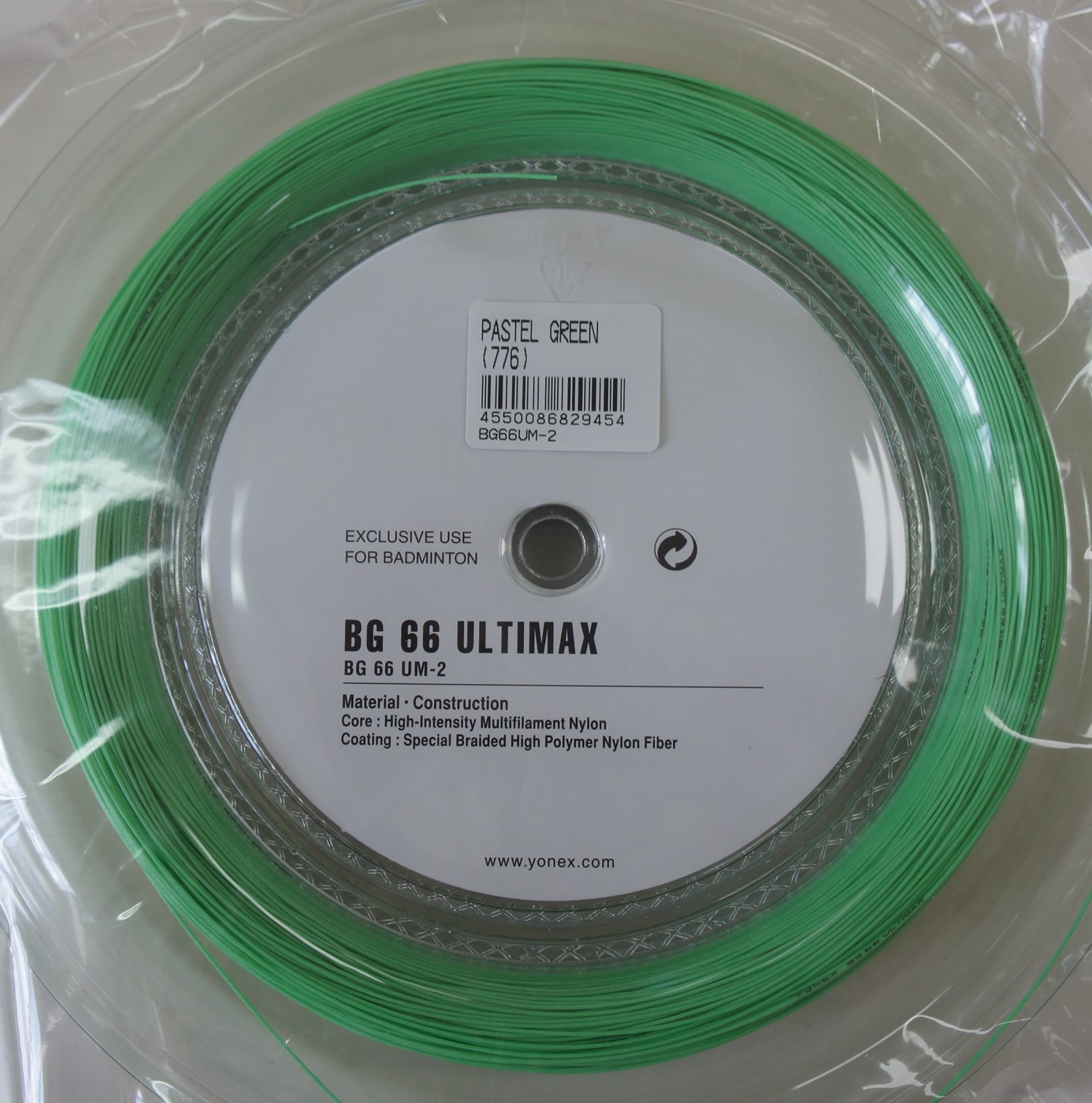 Yonex BG 66 Ultimax Badminton String 200m Reel (Pastel Green)