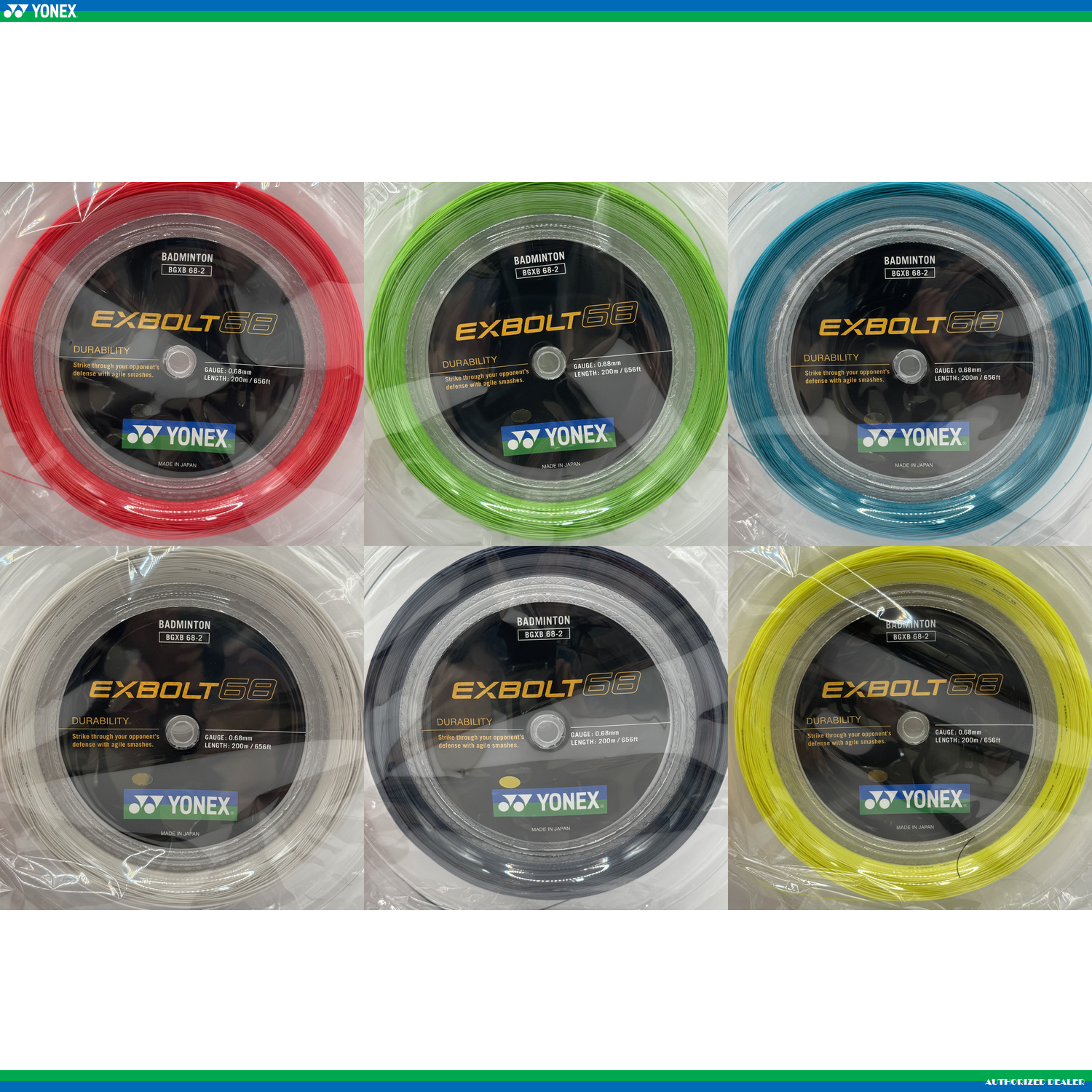 YONEX EXBOLT 68 Badminton String - 200m reel - BGXB68-2