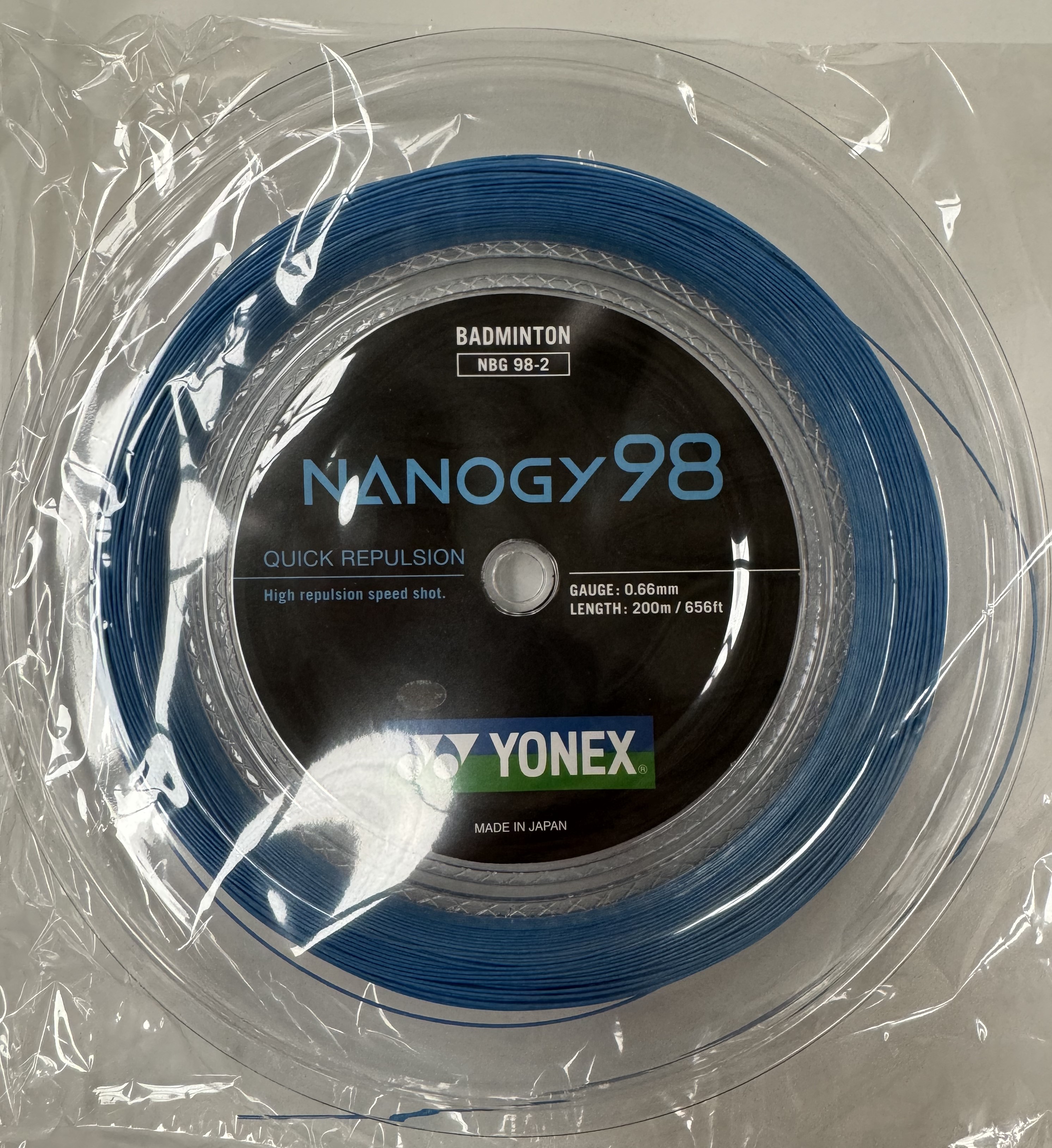 YONEX Nanogy 98 NBG98 Badminton Coil String, 200 m, Blue