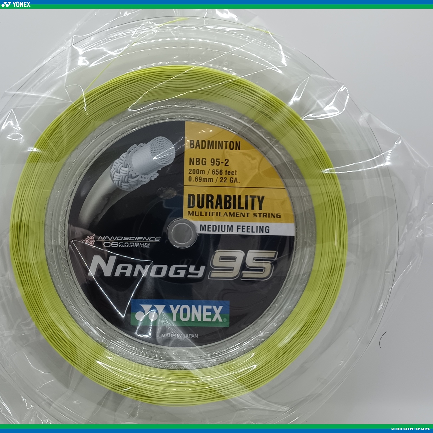 YONEX Nanogy 95 NBG95 Badminton Coil String 200m NBG95-2 Yellow