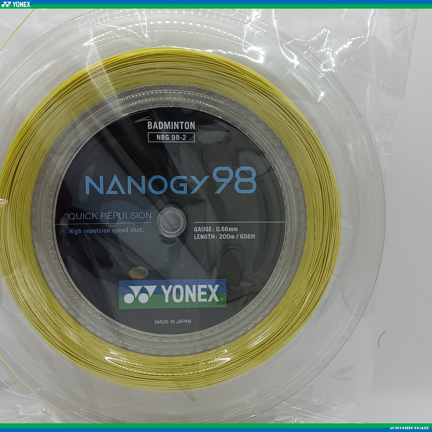 YONEX Nanogy 98 NBG98 Badminton Coil String, 200 m, Yellow